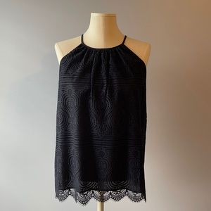 LOFT Brand New Navy Blue Sleeveless Lace Top